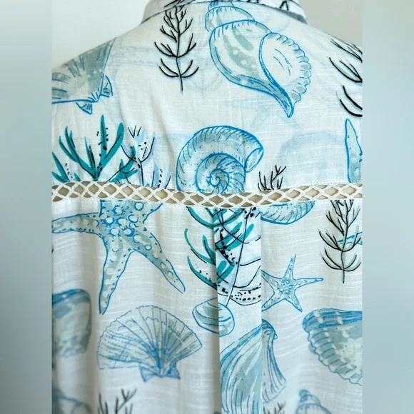 Blue Island summer  Blouse, Tunic, Button down shirt dress , swim coverup Size S - Picture 8 of 13